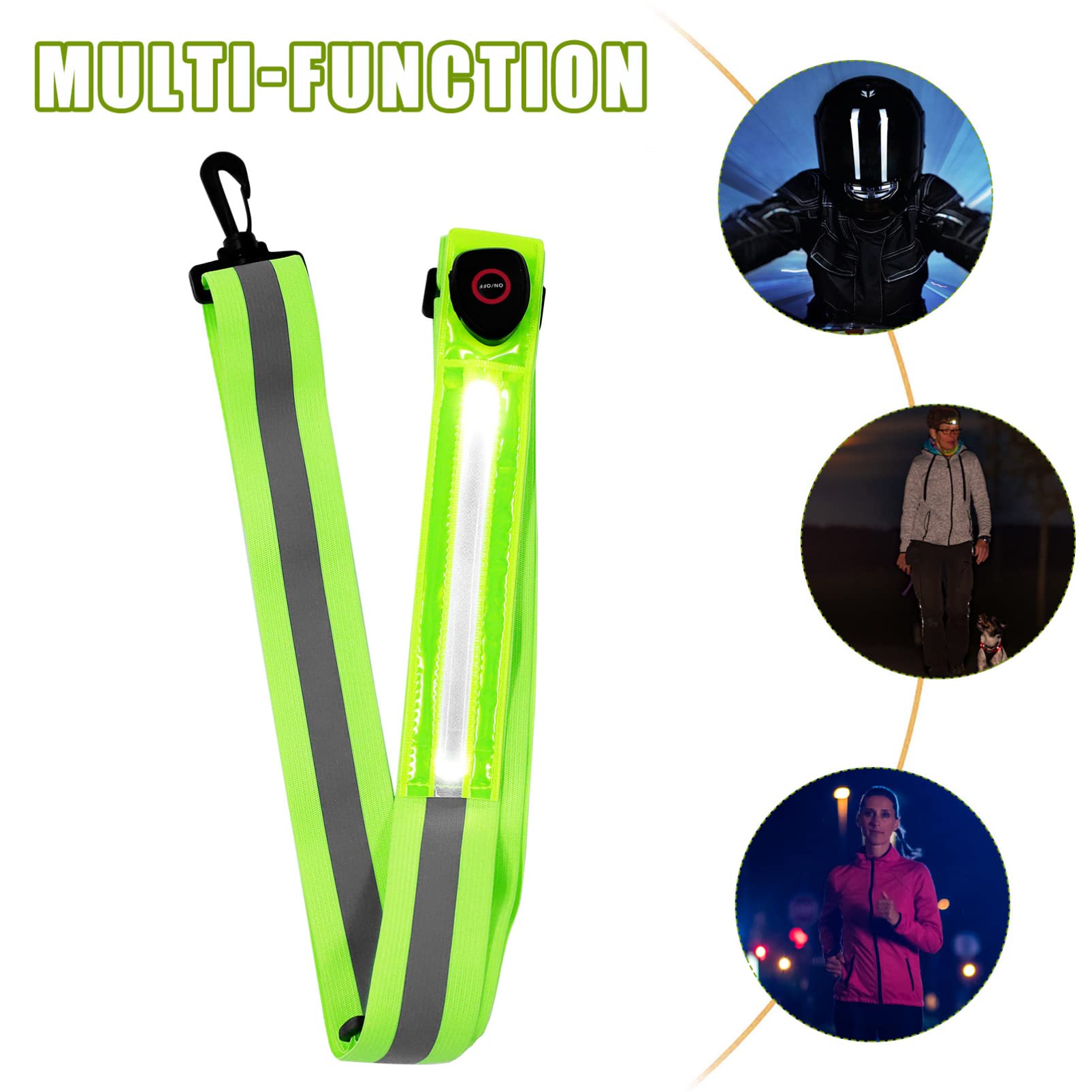 TOYANDONA Ceinture Réfléchissante LED Rechargeable pour Course de Nuit Bande avec Éclairage Accessoire de Sport Visibilité pour Adultes et Confortable et Pratique