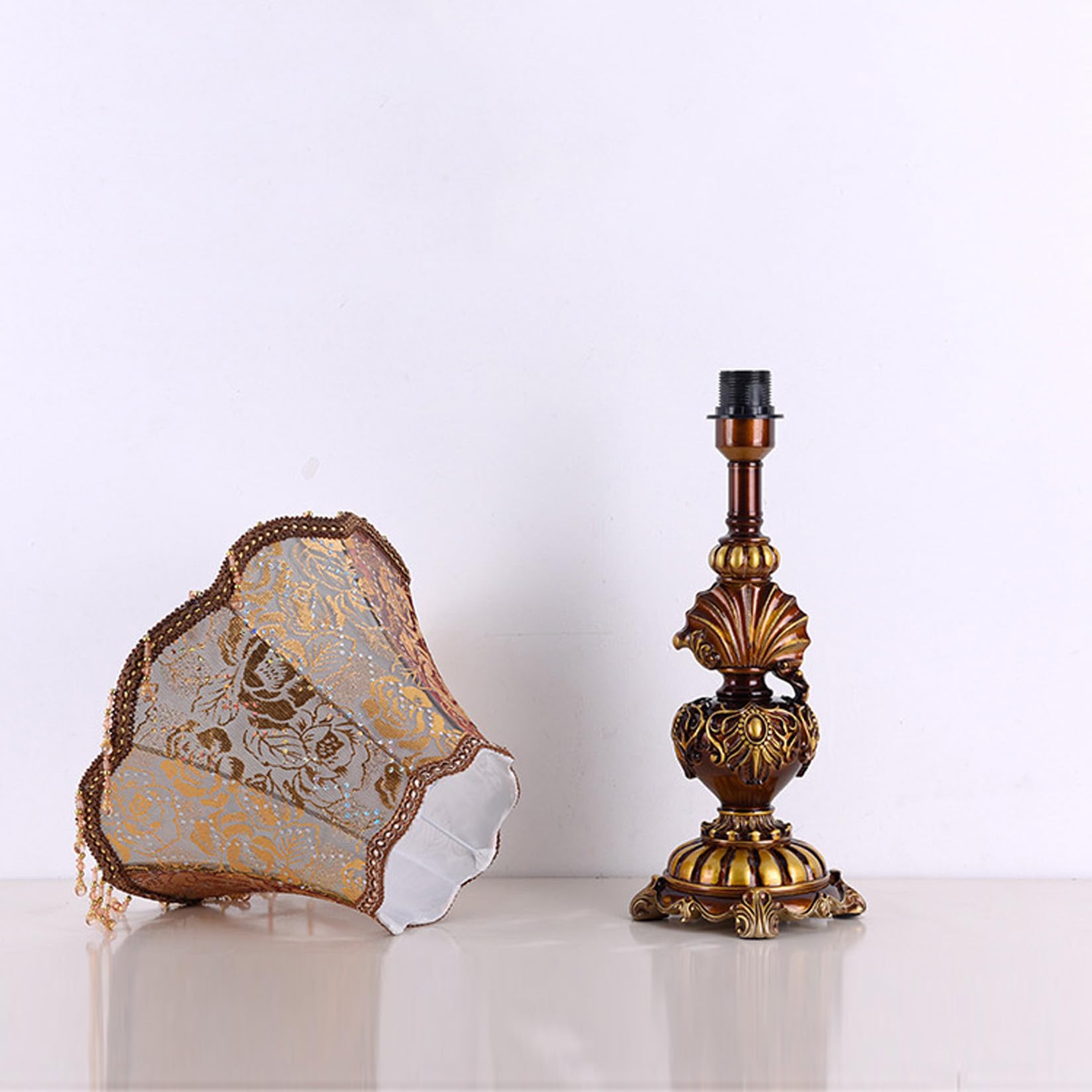 GDLight Style Européen Lampe De Table Vintage Tissu Gland Abat