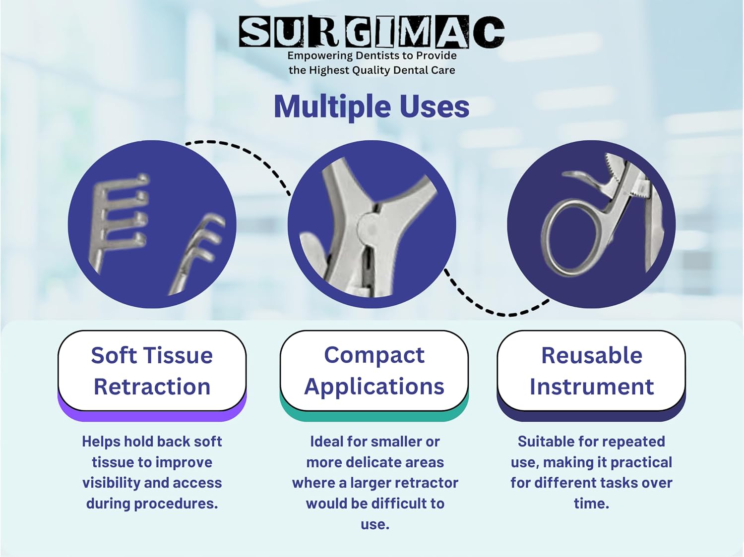 SurgiMac Weitlaner Retractor 6.5” Blunt 3x4 Prong Stainless Steel | Durable Grip with Finger Ring Handle | Reusable Instrument