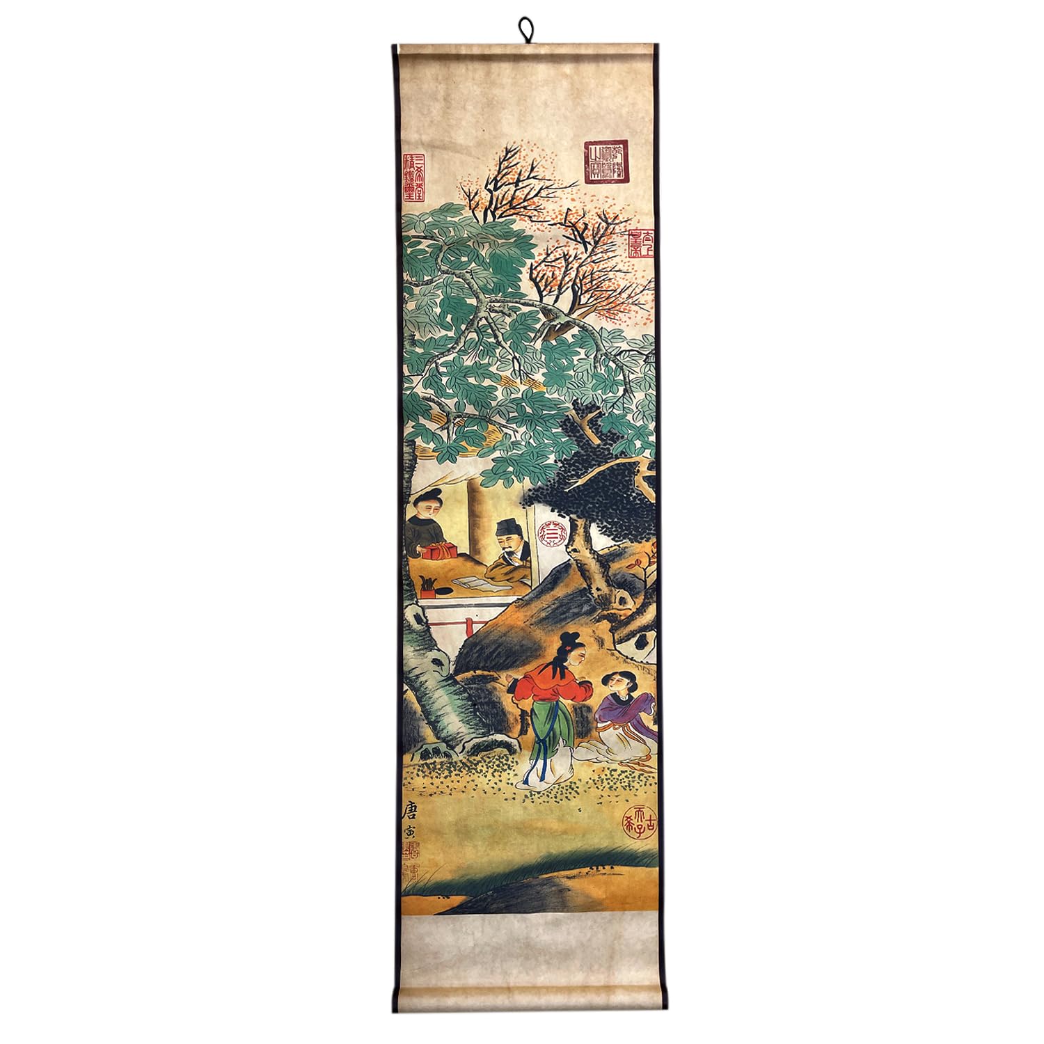 Chinesisches Wandkunst-Set 'Nachtschwärme Von Han Xizai' – 4-teilig, Je 36,1x124,5 Cm, Reproduktion