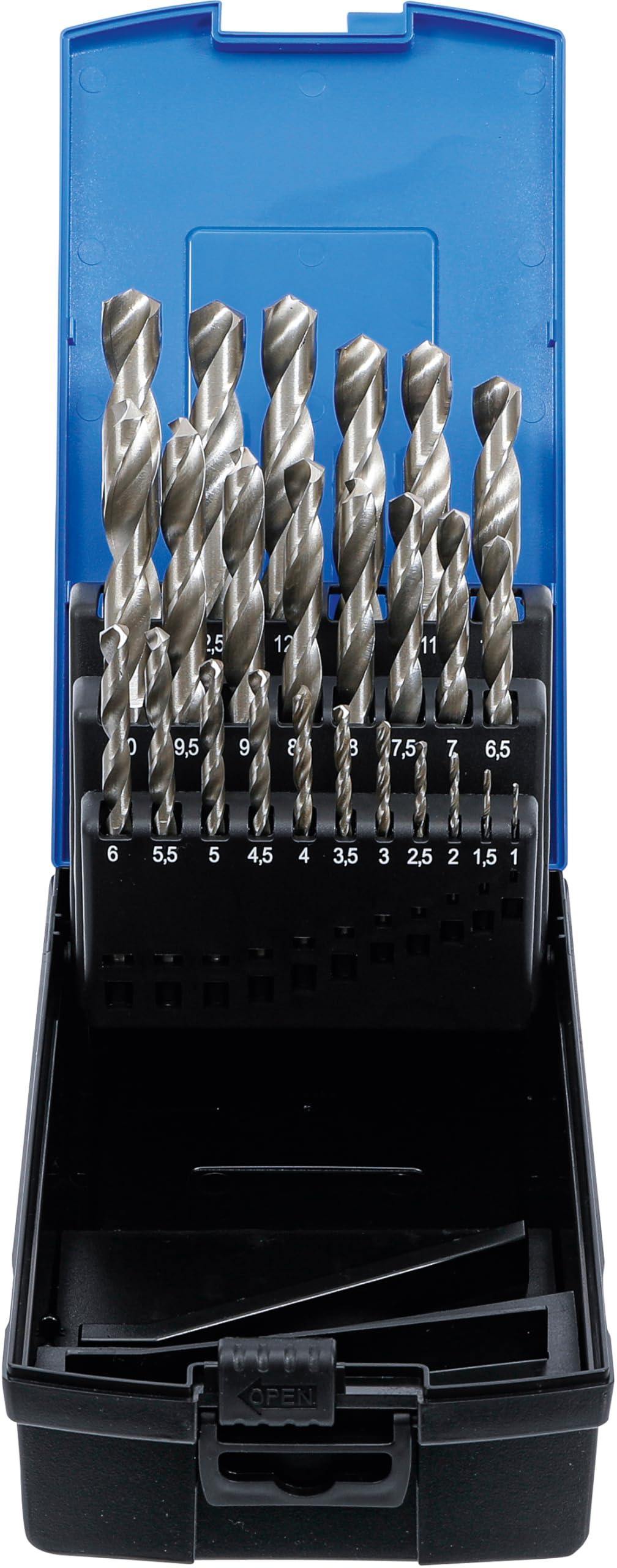 BGS 2021 Spiralbohrer-Satz aus HSS-Stahl, 25-tlg., Größen 1–13 mm (0,5 mm Schritte)