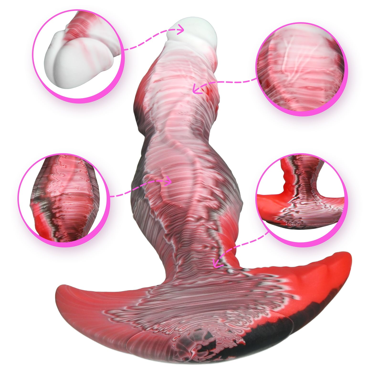 6.3" Silicone Butt Plug Anal Dildo - FST Realistic Knot Dildo Anal Beads with Anchor Tail, Wearable Butt Plug for Prostate Massage and G-Spot Stimulation, Adult Sex Toys for Men Women (S): S:6.3" Ø:1.6"