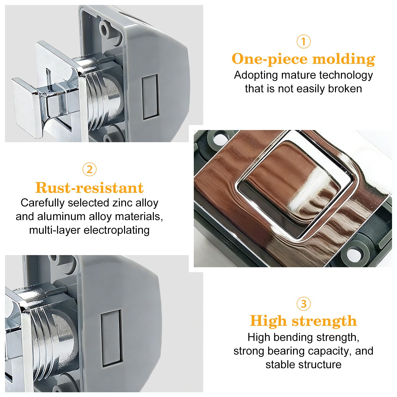 BORDEAG Serratura A Pulsante,5 Pezzi Caravan Push Lock,per Serratura Armadio,Push Lock Serratura Chiusura A Pulsante per Camper,Barche,Yacht,Spessore del Pannello da 12 A 20MM,Facile Installazione