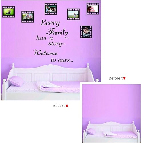 Miniatura 6 de Every Family Has a Story, calcomanías de pared para sala de estar, contiene 6 marcos de fotos de 4 x 6 pulgadas, calcomanías inspiradoras de pared