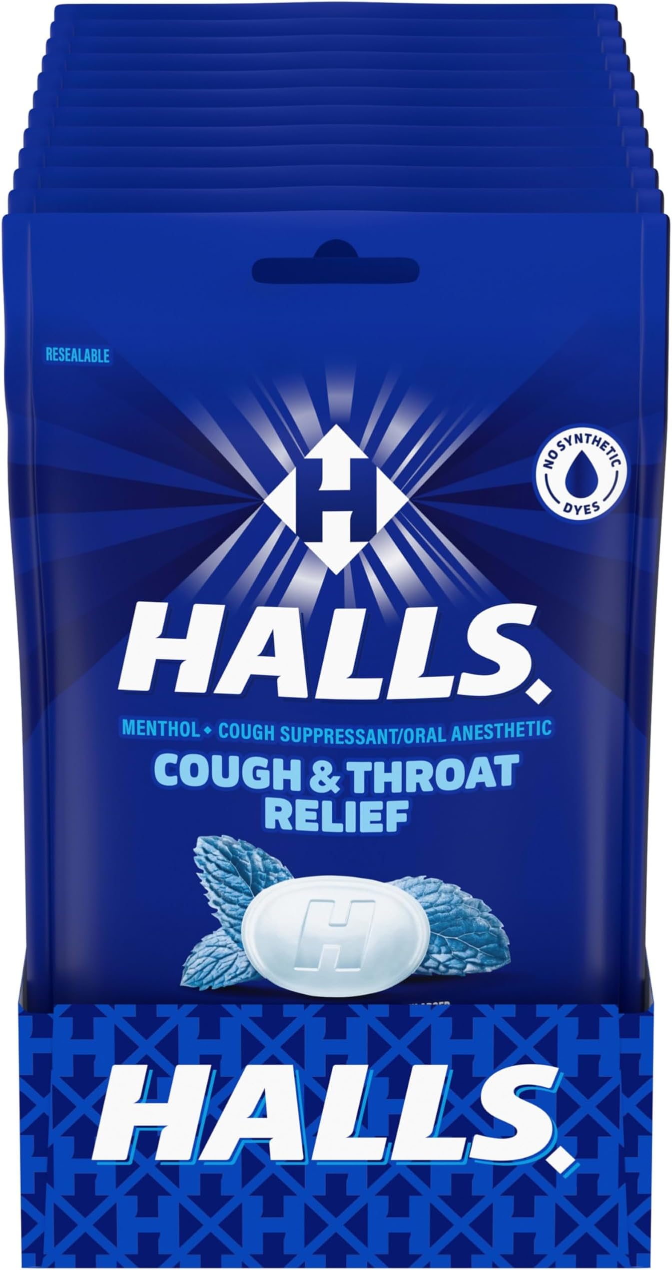 Relief Mentho-Lyptus Cough Drops, 12 Packs of 30 Drops (360 Total Drops)