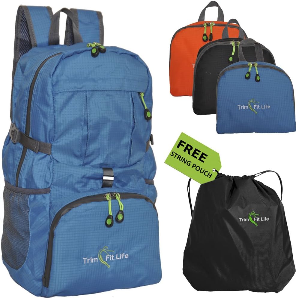 instecho #1 TravPack-30L Foldable Lightweight Backpack Daypack-Water Resistant with Premium Waterproof Zippers for Active Lifestyle and Travel (Blue)