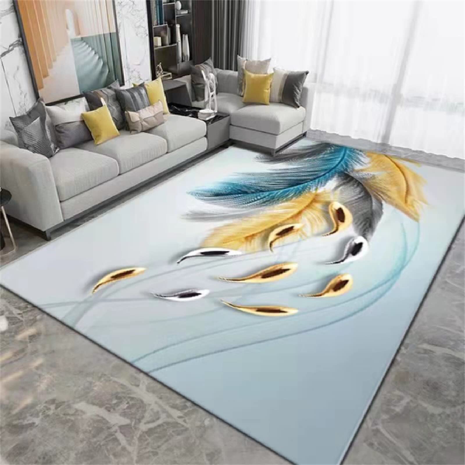 Bedroom RugsRug KitchenHome Girly Style Carpet Princess Room Bedroom Bedside Carpet Carpet Mat BlueMachine Washable Rug60X90cm