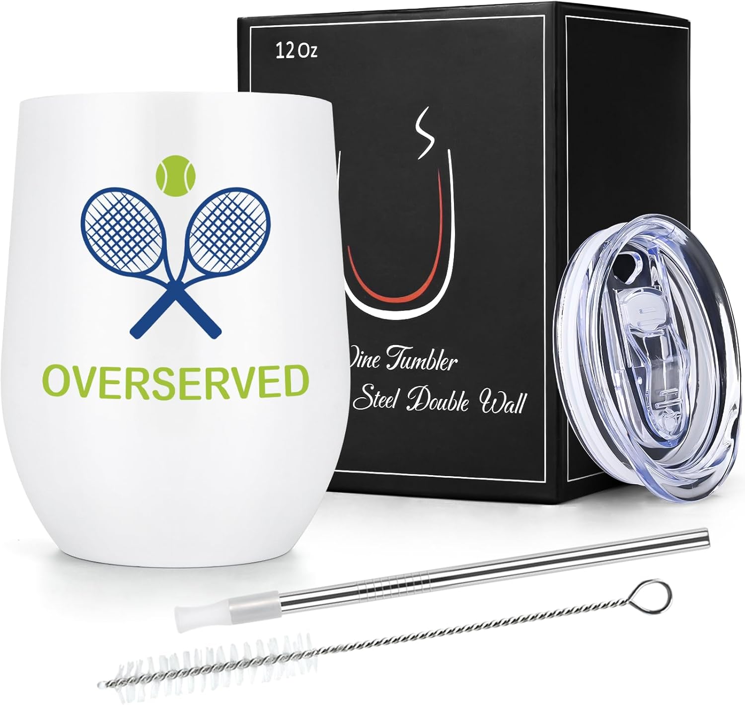 Qtencas Tennis Gifts for Women Men, Gifts for Tennis Lovers, Tenis Insulated Wine Tumbler with Lid, Christmas Birthday Gift for Tenis Lovers, 12 Oz - Image 2