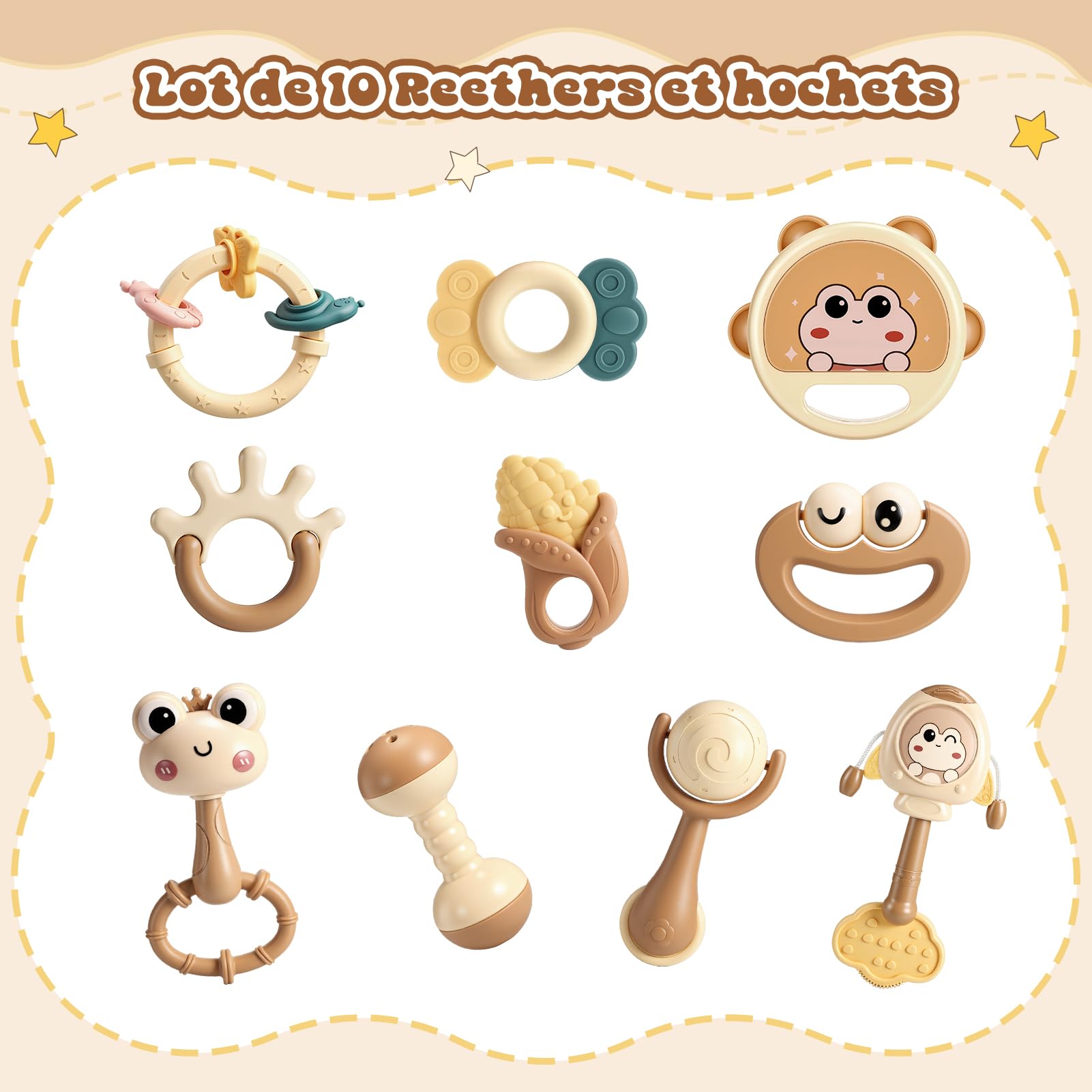 Hochet Bebe 0 3 6 9 12 Mois, Jouet Bebe 0-12 Mois Jeux Eveil Bebe 0 3 6 Mois Jouet Bébé Cadeau 0-6-12 Mois Fille Garçon Jeux Bebe 0-9 Mois Jouet Nouveau Né Garçon Fille Montessori Jeux Bébé
