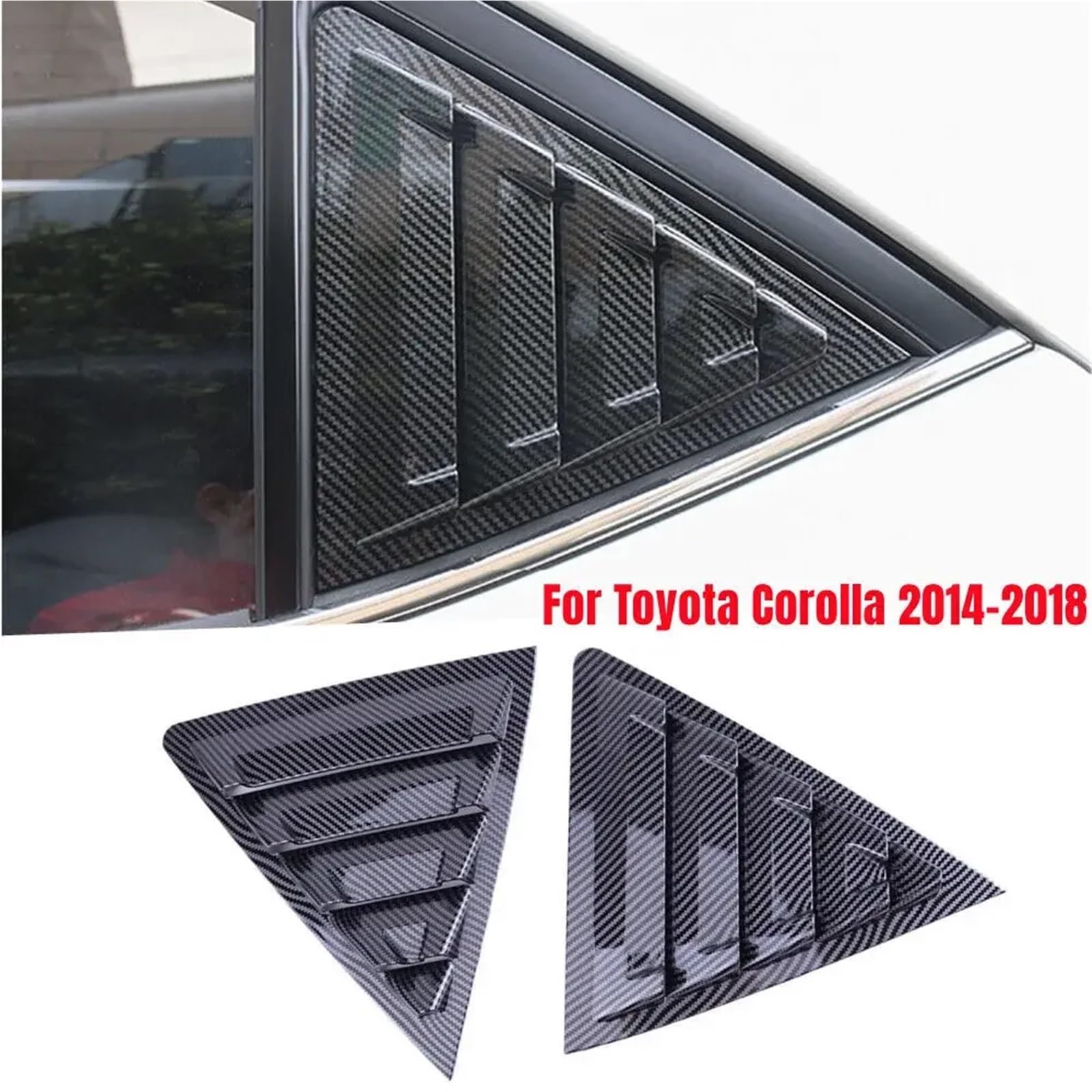 Pasuje do Toyoty Corolli 2014-2018, tylnej żaluzji, osłony bocznej szyby, naklejki ozdobnej, wlotu powietrza ABS, włókno węglowe, czarny, auto Spoiler Migawki Tylnej Szyby(Gloss Black)