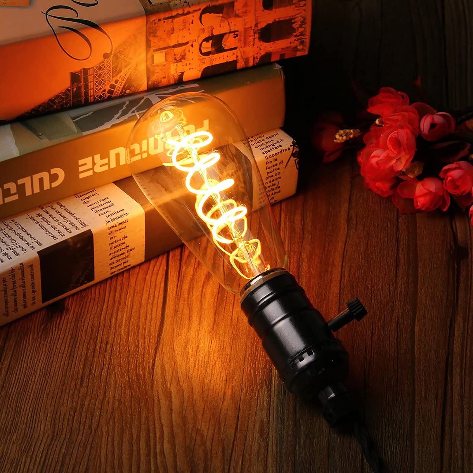 Edison Vintage Glühbirne E27-6W 465 LM LED Filament Lampe, Ersazt 60W Halogenlampen, Kaltes Weiß 6500K Antike Lampe Ideal für Retro Beleuchtung im Haus Café Bar - 6 Stück