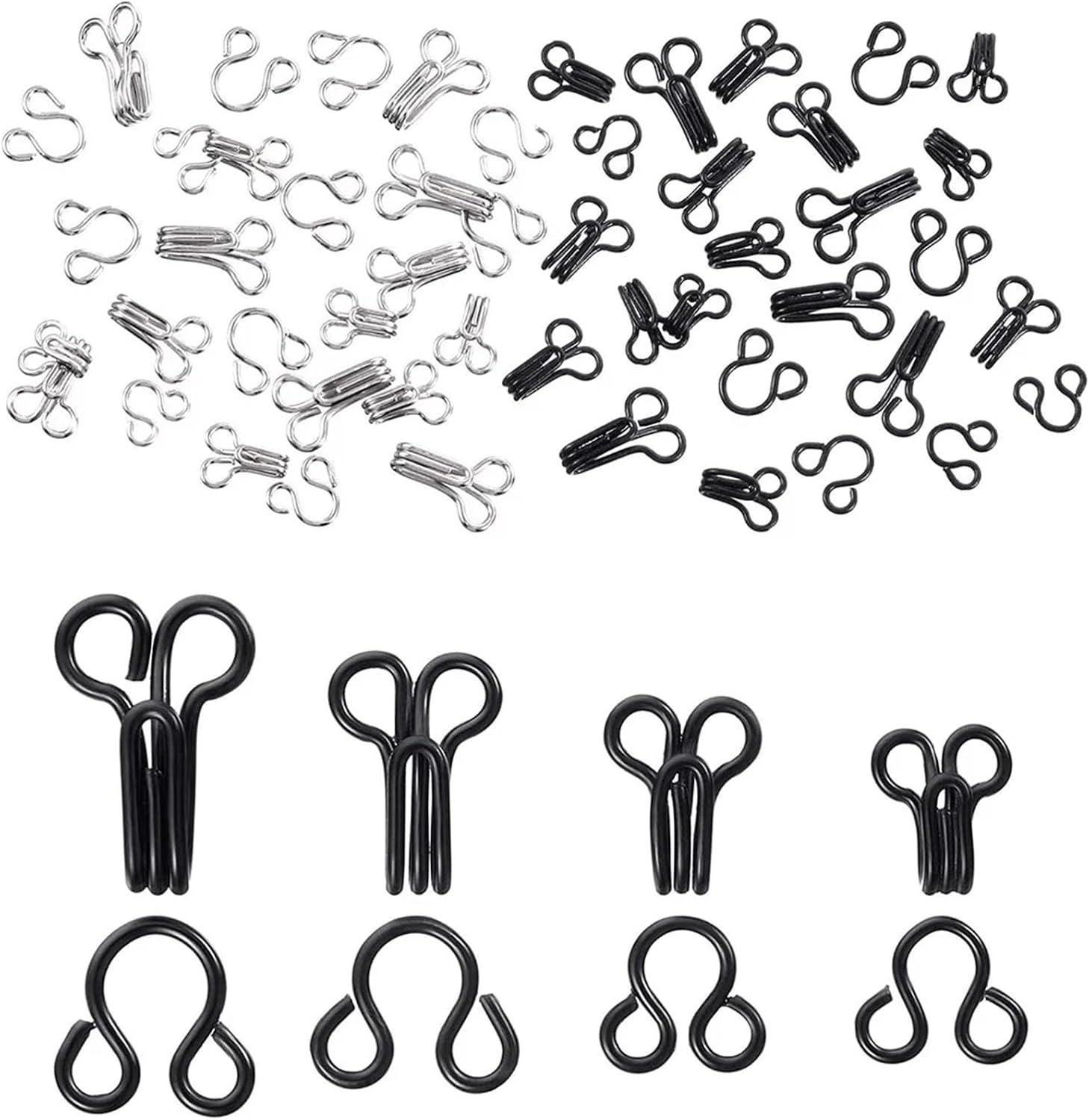 Hook and Eye Sewing 300pcs Invisible Sewing Hook and Eye Closure for Clothing Bra Jacket Hooks Replacement Craft Buckle Garment(Black,12.5mm)