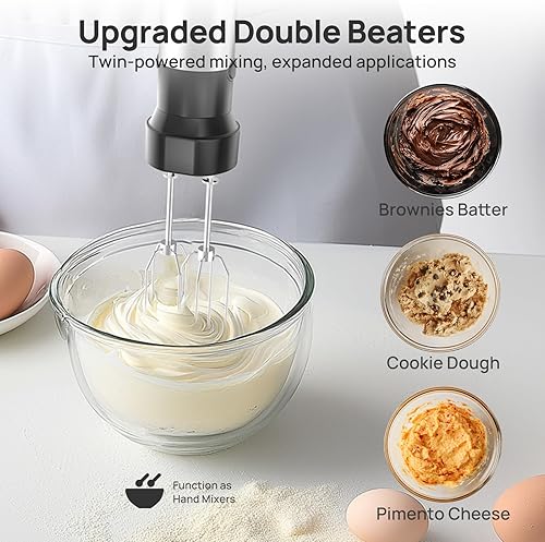 Miniatura 7 de Consciot Licuadora de inmersión 10 en 1 de mano máx. 1100 W con todo el eje de licuadora de acero inoxidable, control de velocidad de gatillo, vaso