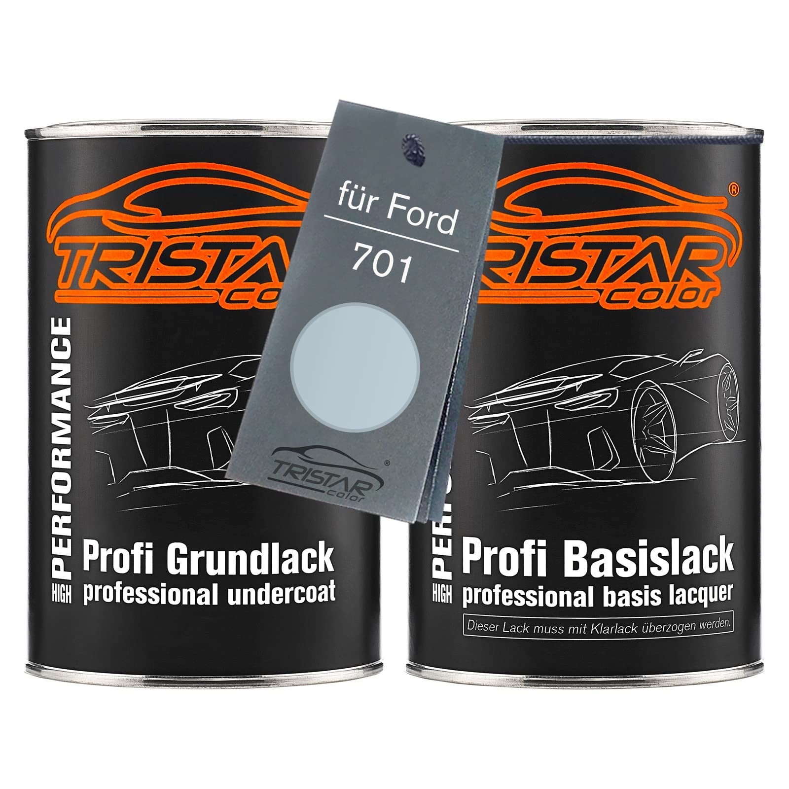 TRISTARcolor Car Paint Set can ready-to-spray for Ford 701 Electric White Perl Metallic/Electric Weiss Perl Metallic under + base coat 2.0 litre 2000ml