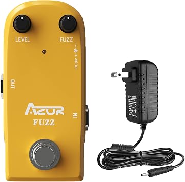 AZOR Pedal Power Adapter with Vintage Fuzz Guitar Effect Pedal with True Bypass