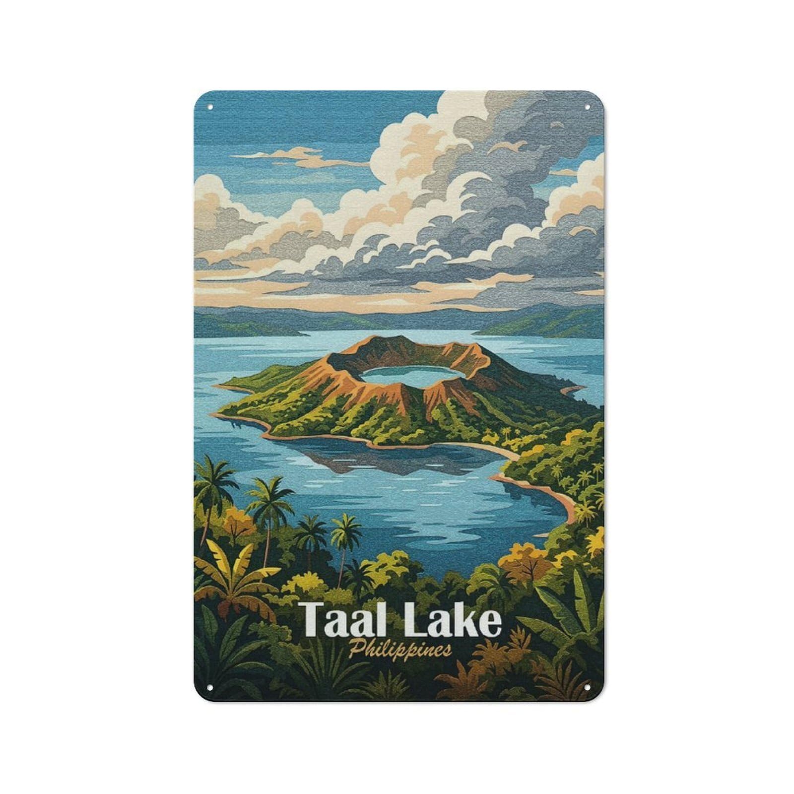 Junmoney Style-14 Taal Lake Philippines Travel Cafe Metal Sign 30X20cm, Bistro Style Bistro Wall Plaque For Coffee Bar, Small Shop Or Dining Room