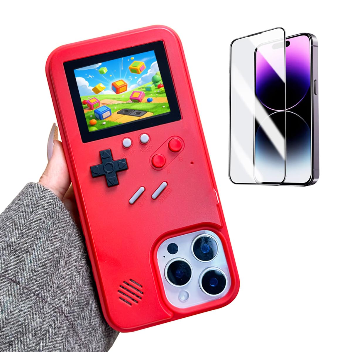 ERAKOLE Game Phone Case for iPhone 13 Pro Retro Video Game Cover Funny Playable Design, Shockproof Protective Gamer Case for iPhone, Classic Creative