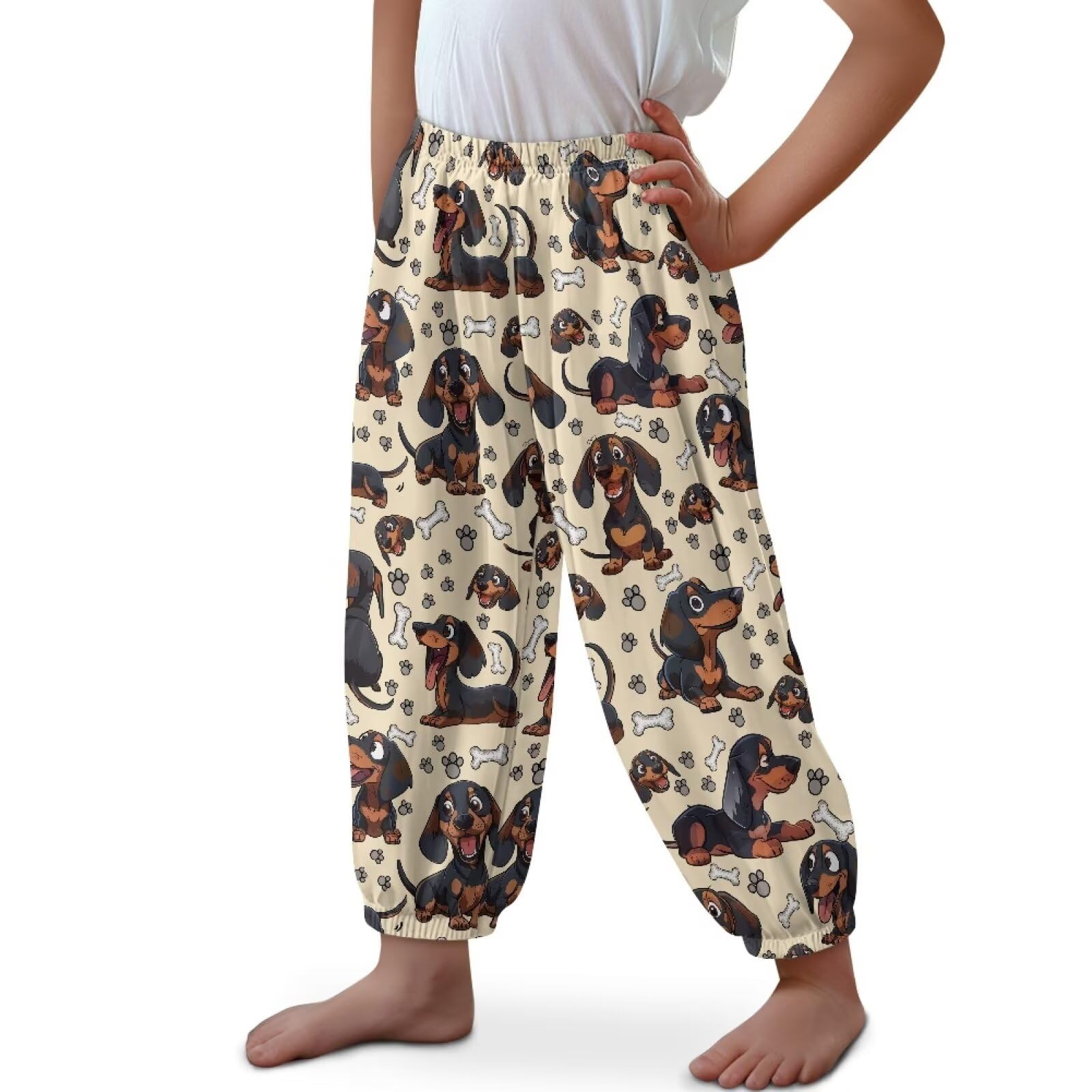 BYCHECAR Dachshund Girls Loose Yoga Pants Harem Bottoms Kids Stretchy Sports Trousers Running Jogger Pant Beach Pants XL Size