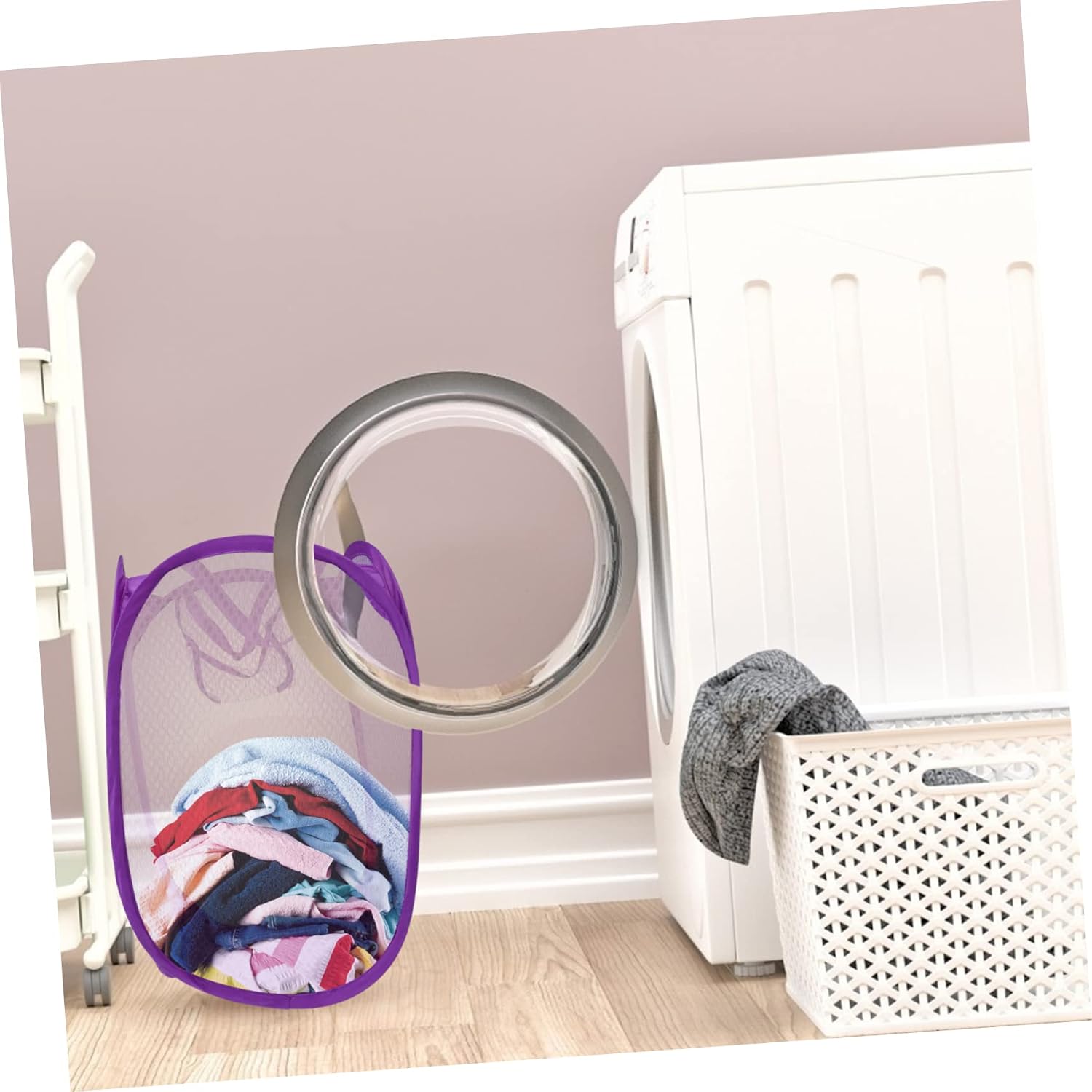 Foldable Laundry Hamper Basket with Wire Frame