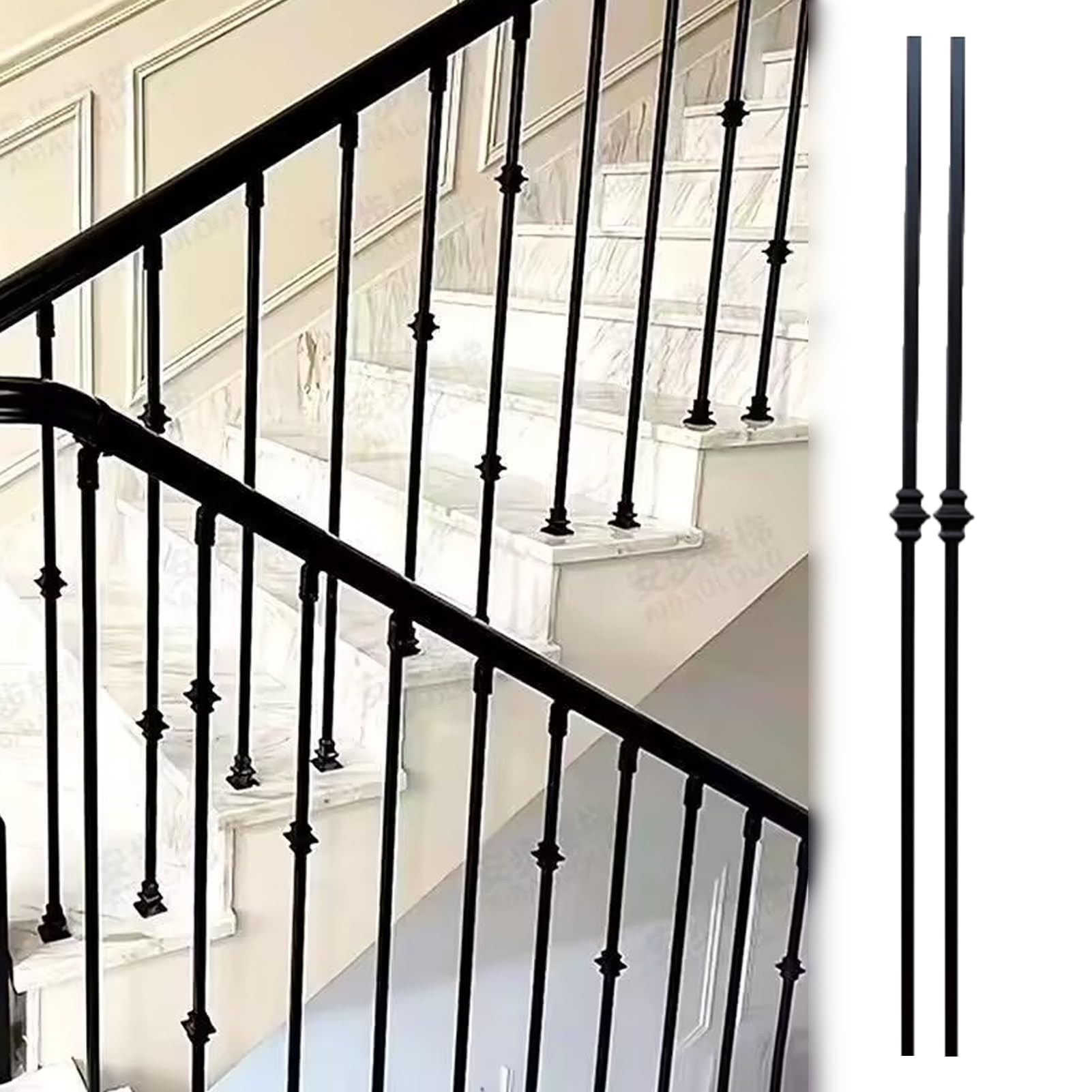Balaustres metálicos para escaleras en porches exteriores y salones