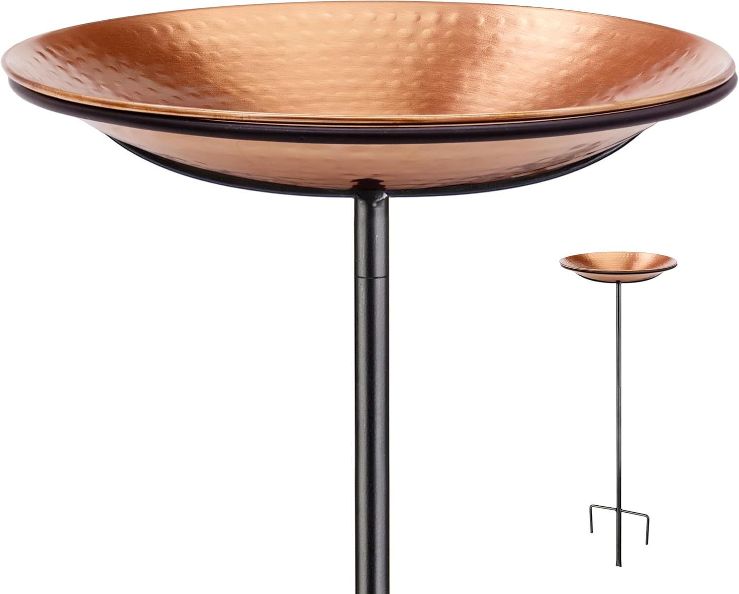 Good Directions Dimpled Copper Bird Bath on Garden Pole 13" Hammered