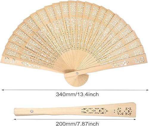 Miniatura 2 de Honbay 6 ventiladores plegables de madera, huecos de mano, decorativos plegables para bodas, cumpleaños, fiestas, decoración del hogar y recuerdos