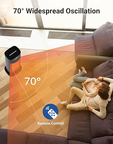 Miniatura 6 de Calentador de espacio con termostato, calentador eléctrico de cerámica Primevolve de 1500 W con control remoto, 3 modos de oscilación de
