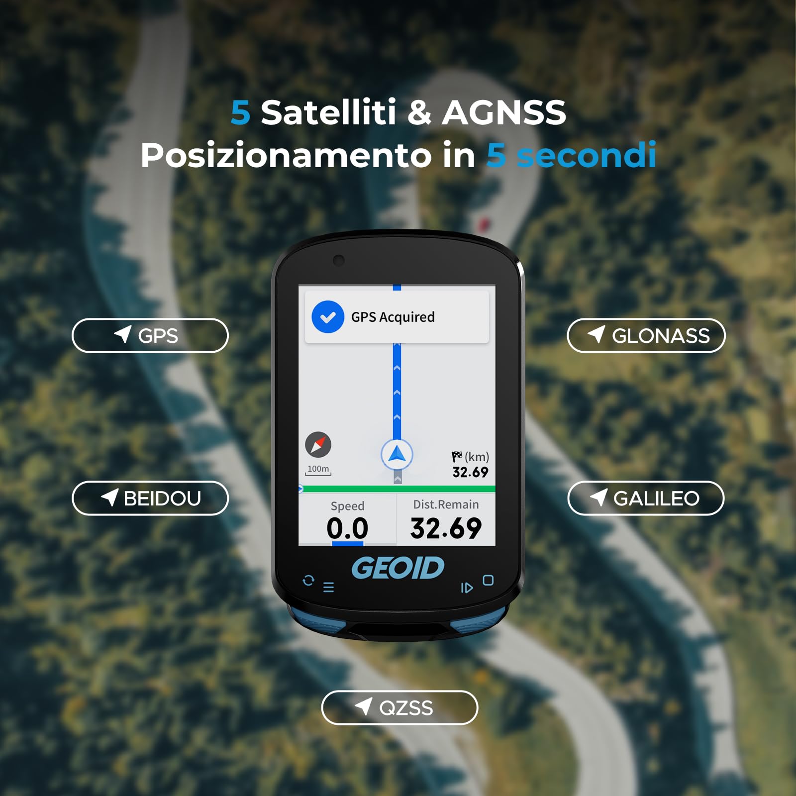 GEOID CC600 Ciclocomputer Bici GPS, Navigazione, 2,4" Schermo a Colori, Allenamento Ciclistico, Contachilometri bici Senza Fili, Bluetooth&WiFi&ANT+