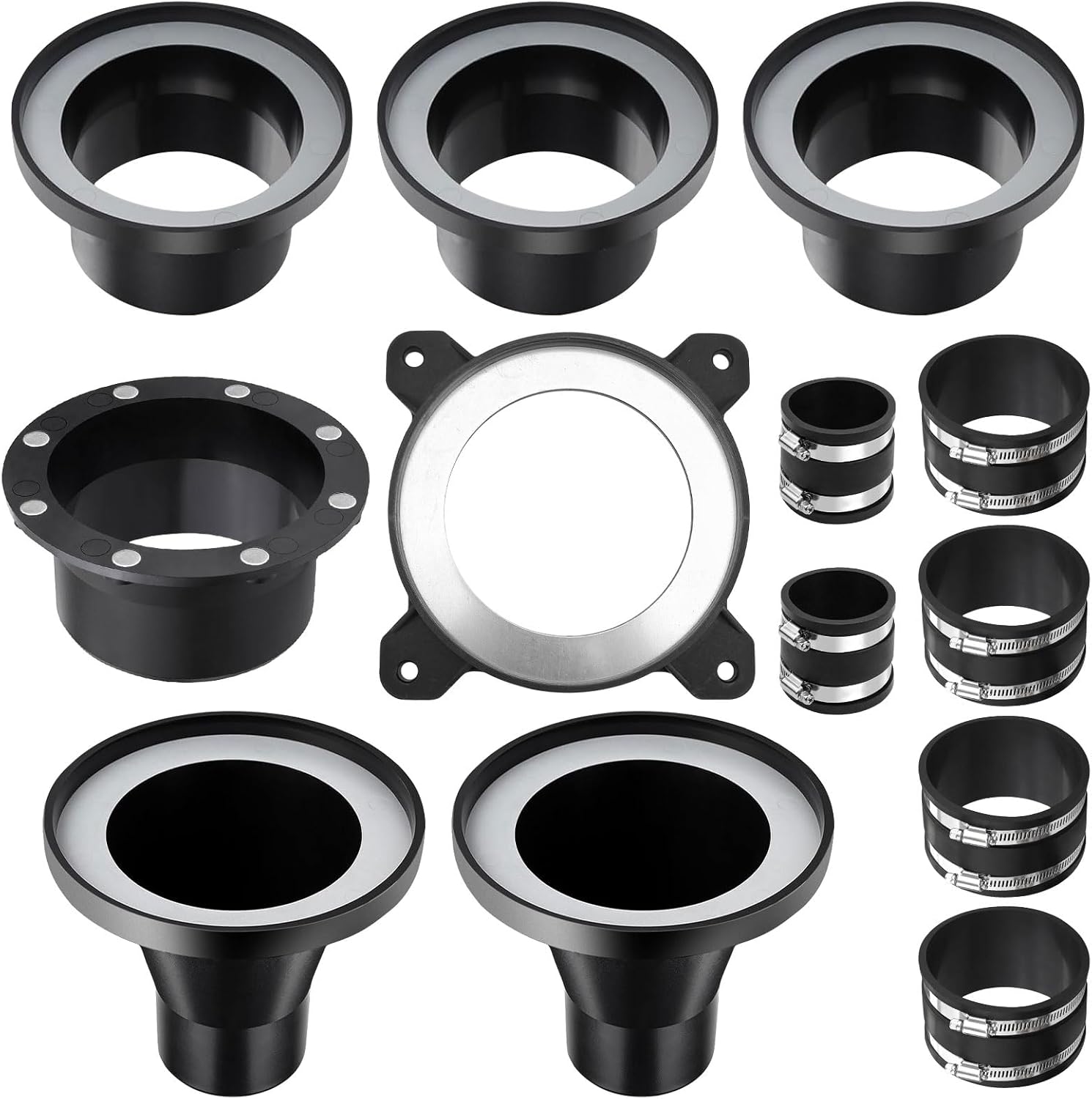 4" Magnetic Dust Collection Fittings/Super Pack for 4" & 2.5" Woodwork Shop Dust Collector, W/Surface Mount Dustport Steel Ring Receiver - Efficiently connect switch 5 hose and Device interfaces