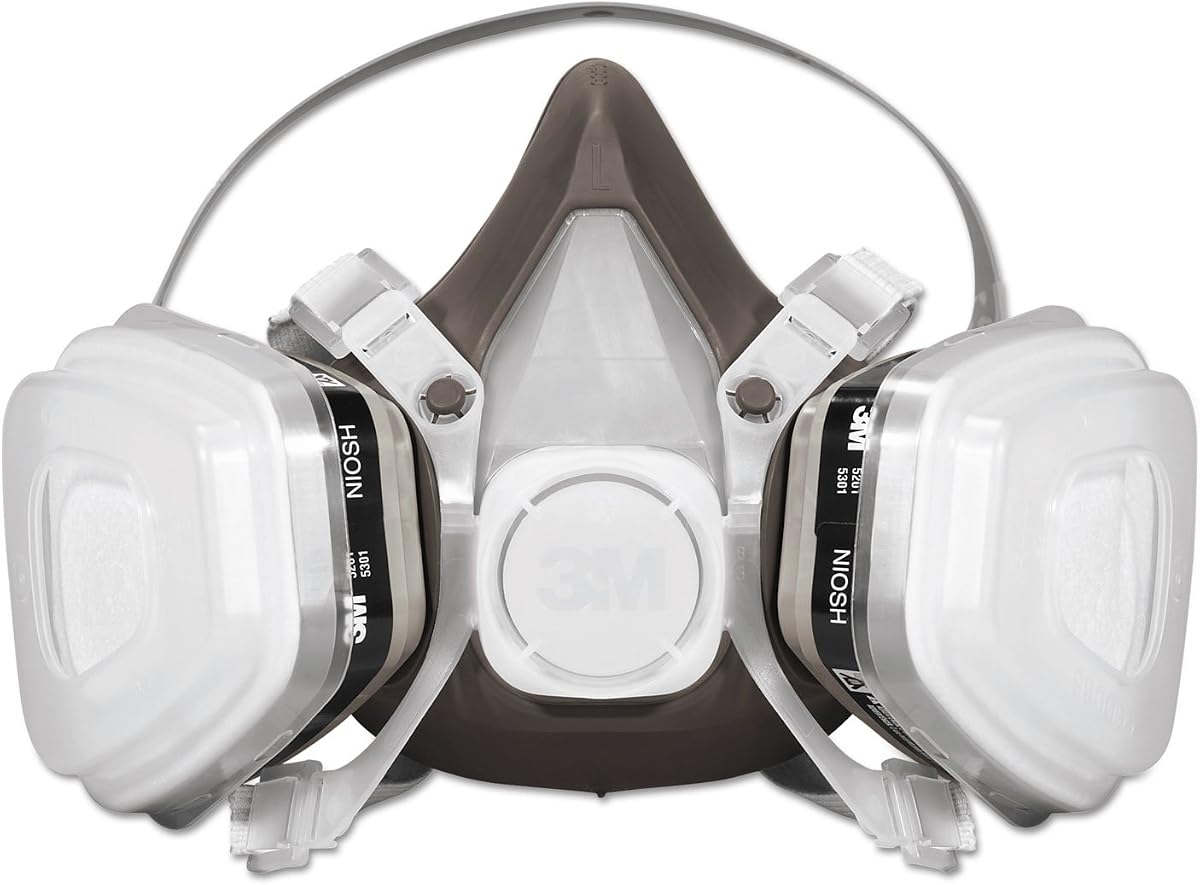 Conjunto de respirador desechable de media cara 53P71, NIOSH, grande | Vapor orgánico/P95 Protección respiratoria (OV/P95), cartuchos unidos permanentemente, 1 unidad