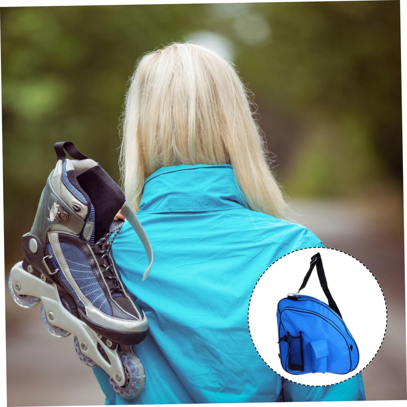 Happyyami Roller Skates Storage Pouch Portable Ice Skate Bag Dark Resistant Handbag Easy-clean Protective Carrying Case