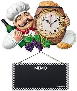 2 in 1 Wall Clock and Black Board with Chef Décor Display and Leave Your...