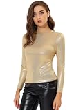 Women&apos;s Sparkly Glitter Tops Shiny Metallic 80s Disco Outfits