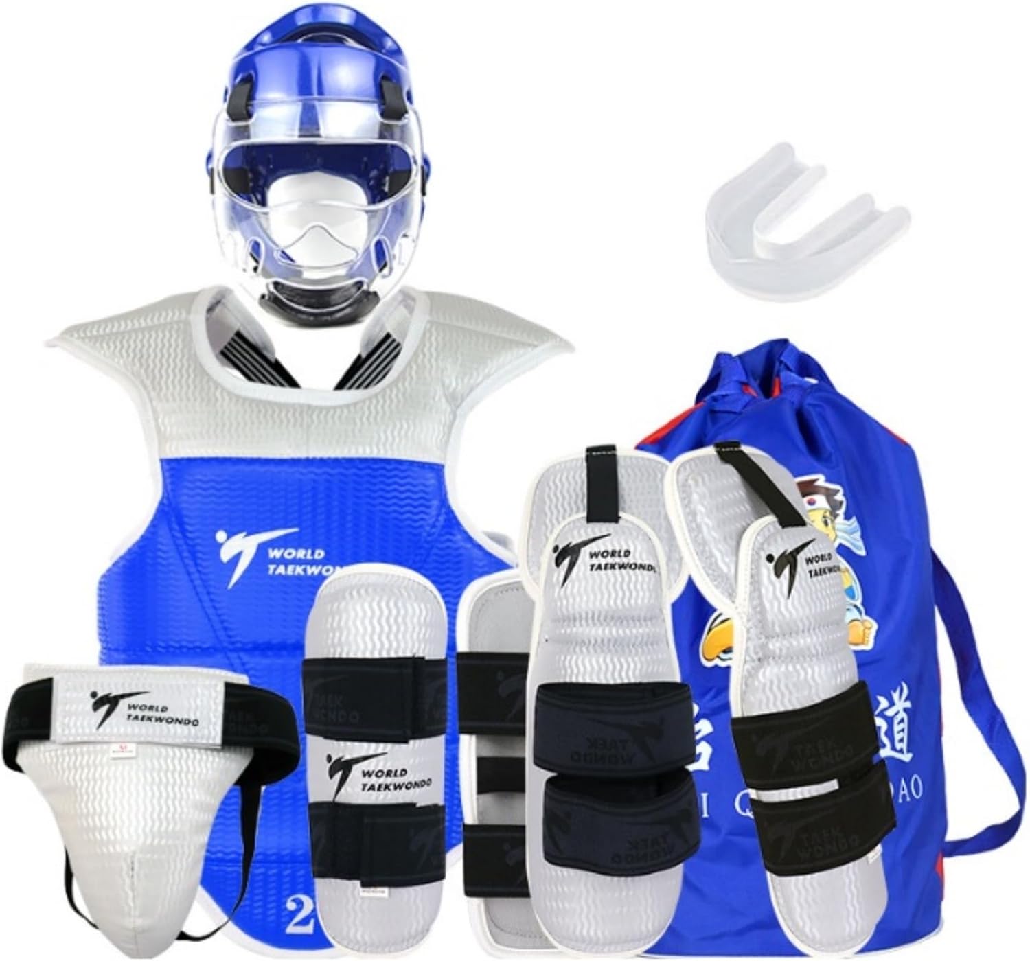 9 pcs Taekwondo Sparring Gear Set Ultimate Head Chest Protective Gear Arm Groin Guards for Children Youth Adult Taekwondo Karate MMA Training