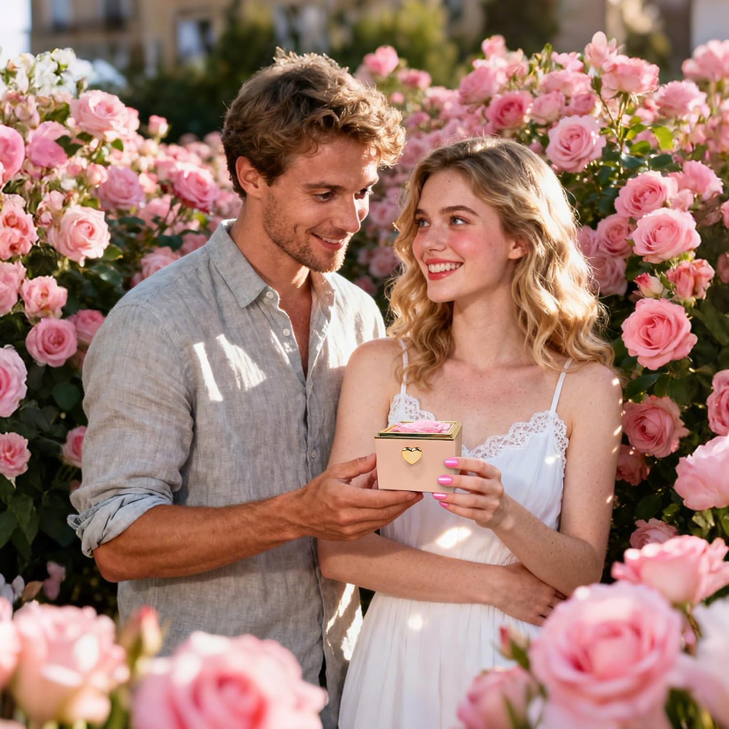 Valentines Day Gifts for Her Girlfriend Wife, Flip Flower Jewelry Box With Ring Birthday Gift for Women Mom Sister, Preserved Rose Ring Box for Anniversary Wedding, Proposal, Pink - Image 7