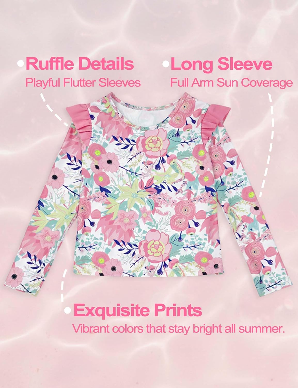Girls Rash Guard Swimsuit Set Long Sleeve 2 Pieces Bathing Suit Swimming Skirt with Shorts 4-13Y