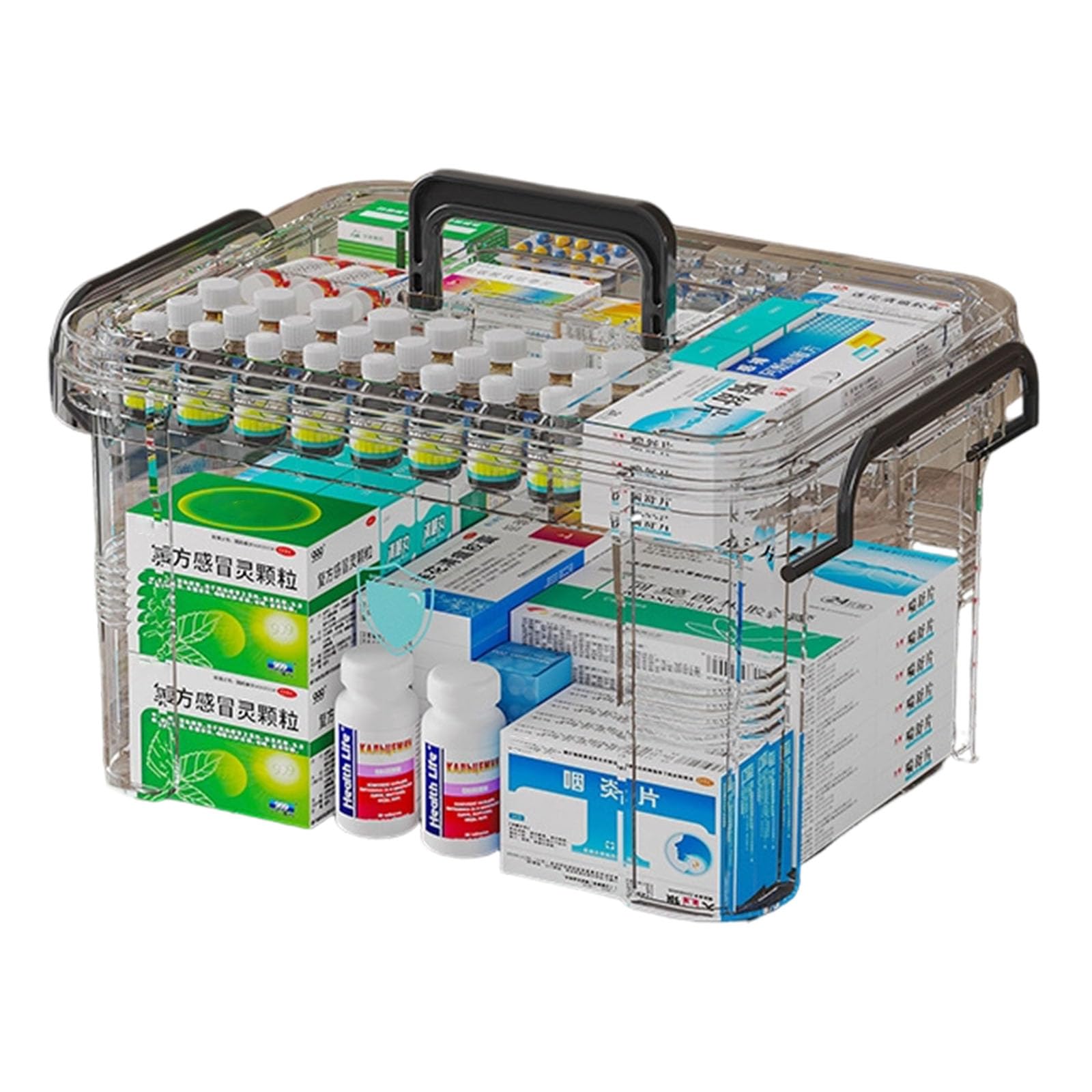 Limtula PP Medicines Organizers Clear Lid Multilayer Compartments Large Capacity Portable Box for Family Family Emergencys Medicines Organizers
