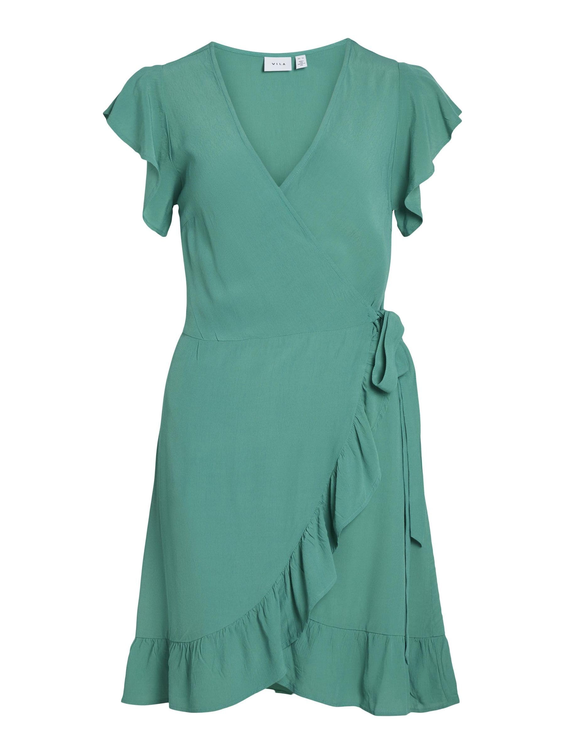 Vila Women's Vifini Wrap S/S Short Dress-Noos Dress, Alhambra, 8