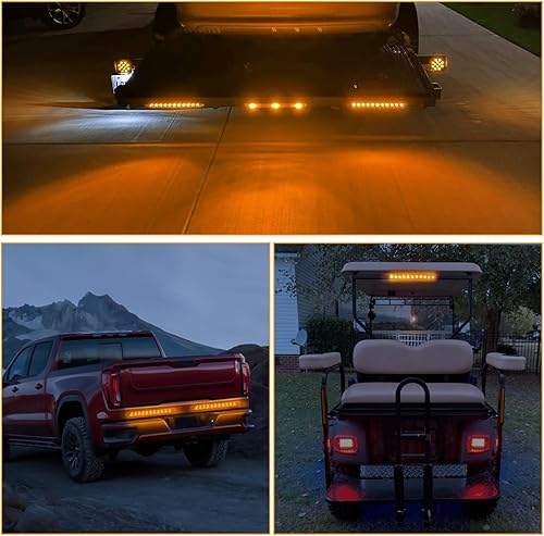 Vista 21 de GOOACC Barra de luz de remolque de 16 pulgadas, 2 unidades, 11 LED, color rojo, luces de giro, freno de funcionamiento, luces traseras, cumple