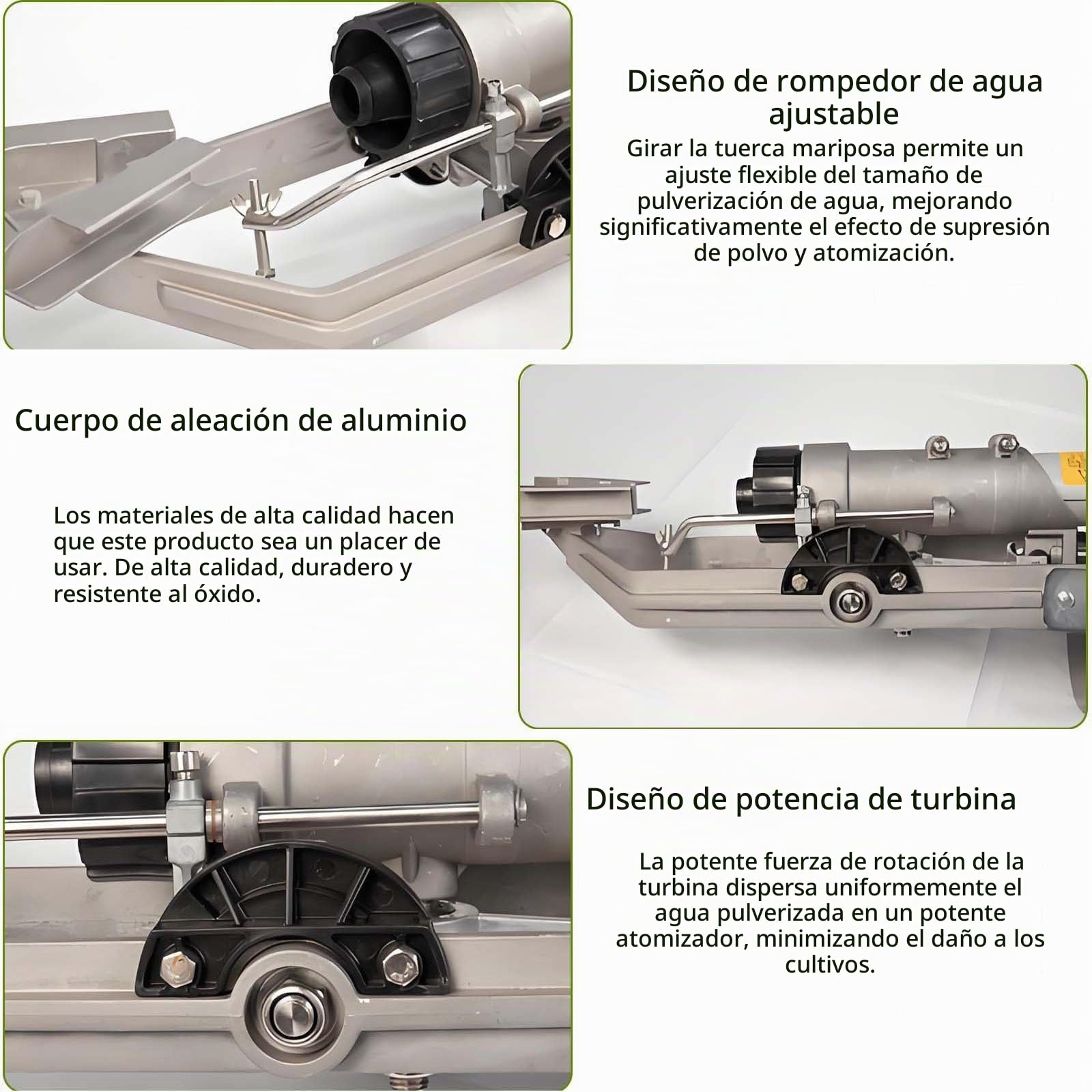 Aspersor de riego agrícola, aspersor automático de 2", cañón de lluvia potente, rotación lenta de 360° con juego de 5 boquillas de repuesto, para eliminación de polvo industrial y riego agrícola.