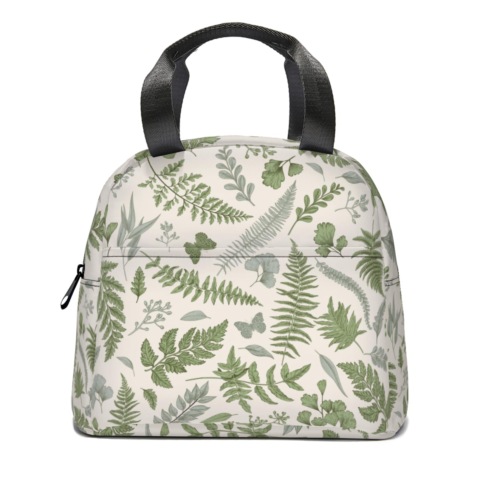 Sage Green Lunch Bag for Women Men Leaf Plant Insulated Lunch Box Tropical Fern Herbs Leakproof Cooler Food