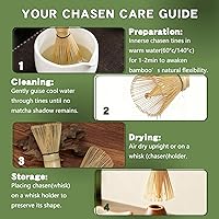 Vista 5 de Clay&Fire Batidor de matcha, batidor de bambú hecho a mano para polvo matcha, Chasen japonés tradicional para agitador de matcha, 100% natural