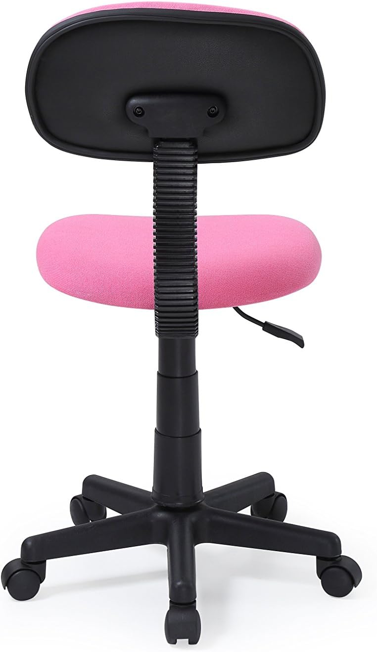 Hodedah Armless Task Chair with Adjustable Height and Swivel Functionality, Pink