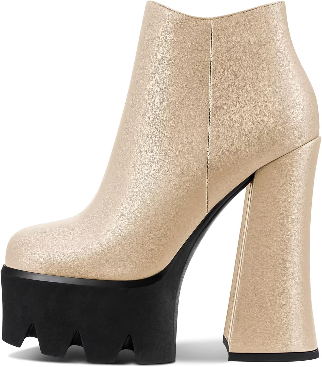 Castamere Women Chunky Block High Platform Heel Round Toe Ankle Boots Short Bootie Slip-on Zipper Dress Party Boots