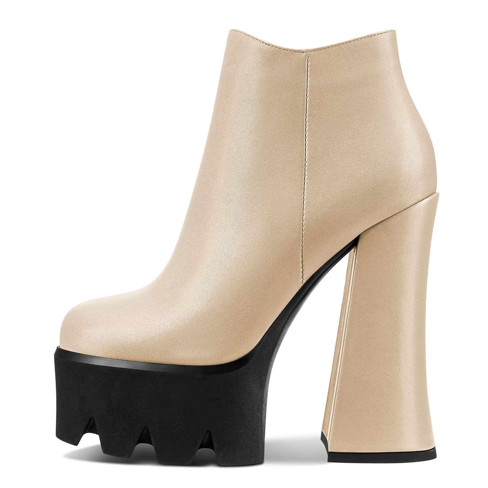 Castamere Women Chunky Block High Platform Heel Round Toe Ankle Boots Short Bootie Slip-on Zipper Dress Party Boots