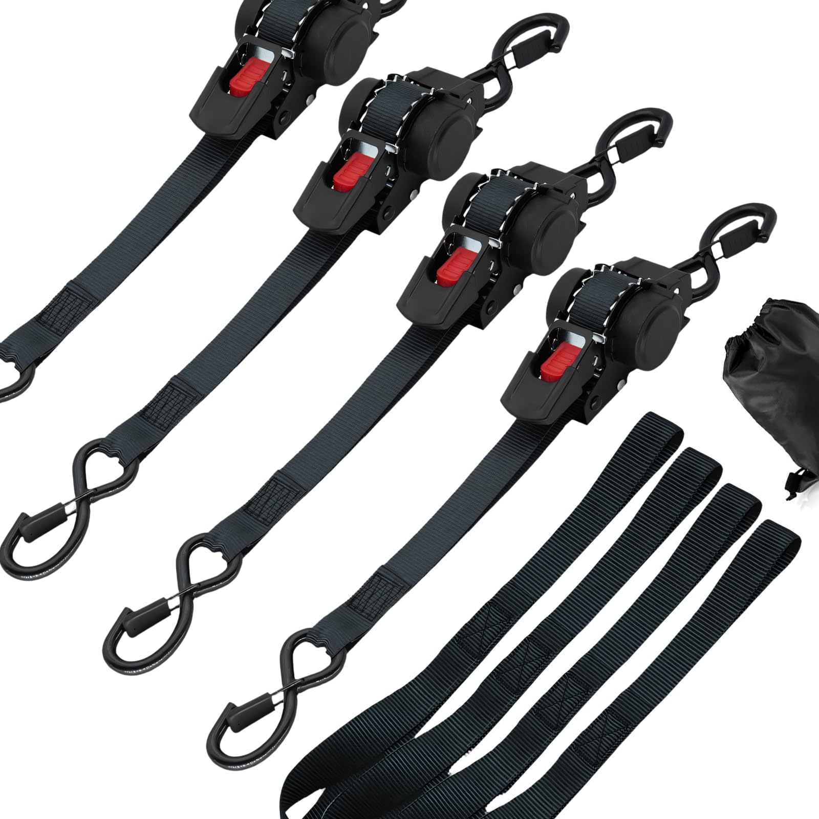 Automatic Retractable Cargo Straps Secure Locking Ratchets Tie with Tensioner Strap for Load Luggage Retractable Straps