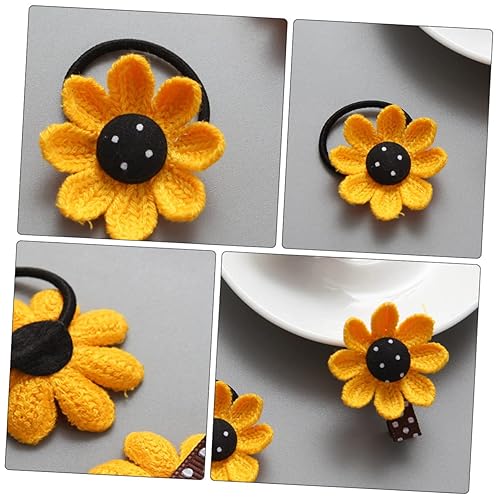 Miniatura 8 de minkissy Juego de 6 piezas de pasadores de girasol, bandas para el pelo de flores, coleteros para el cabello para niñas, accesorios para el cabello