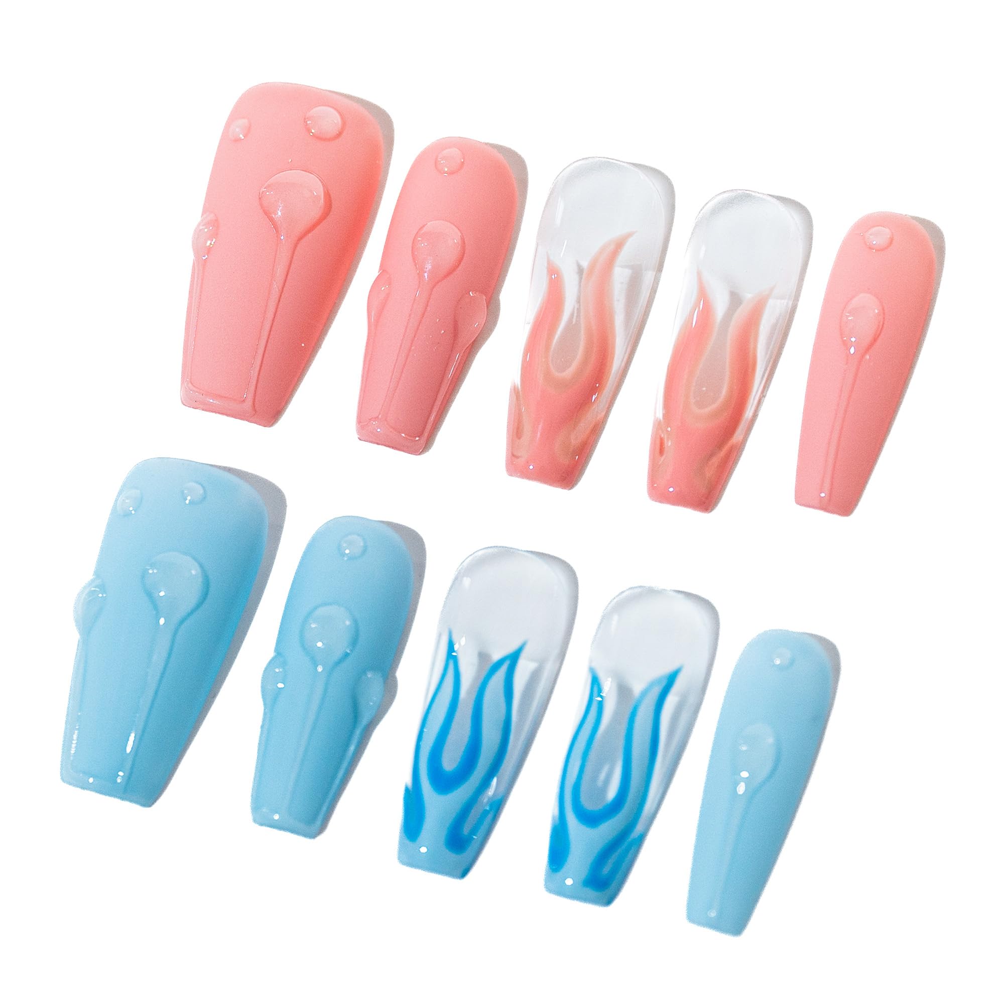 Sun&Beam Nails Handmade Press-on Long Coffin Ballerina Red White Black Silver Glam Halloween Ombre Design Fashion False Nail Tips 10 Pcs Set (#189 M) — view 39