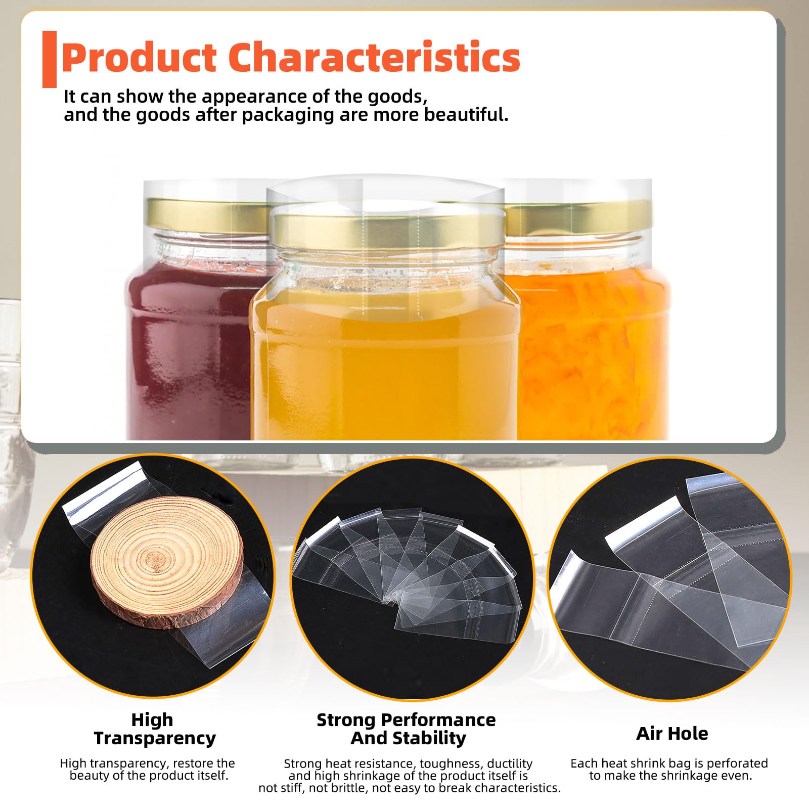 Tanstic 1250 Stück Schrumpfbänder - 5 Größen PVC Klar Für Gläser