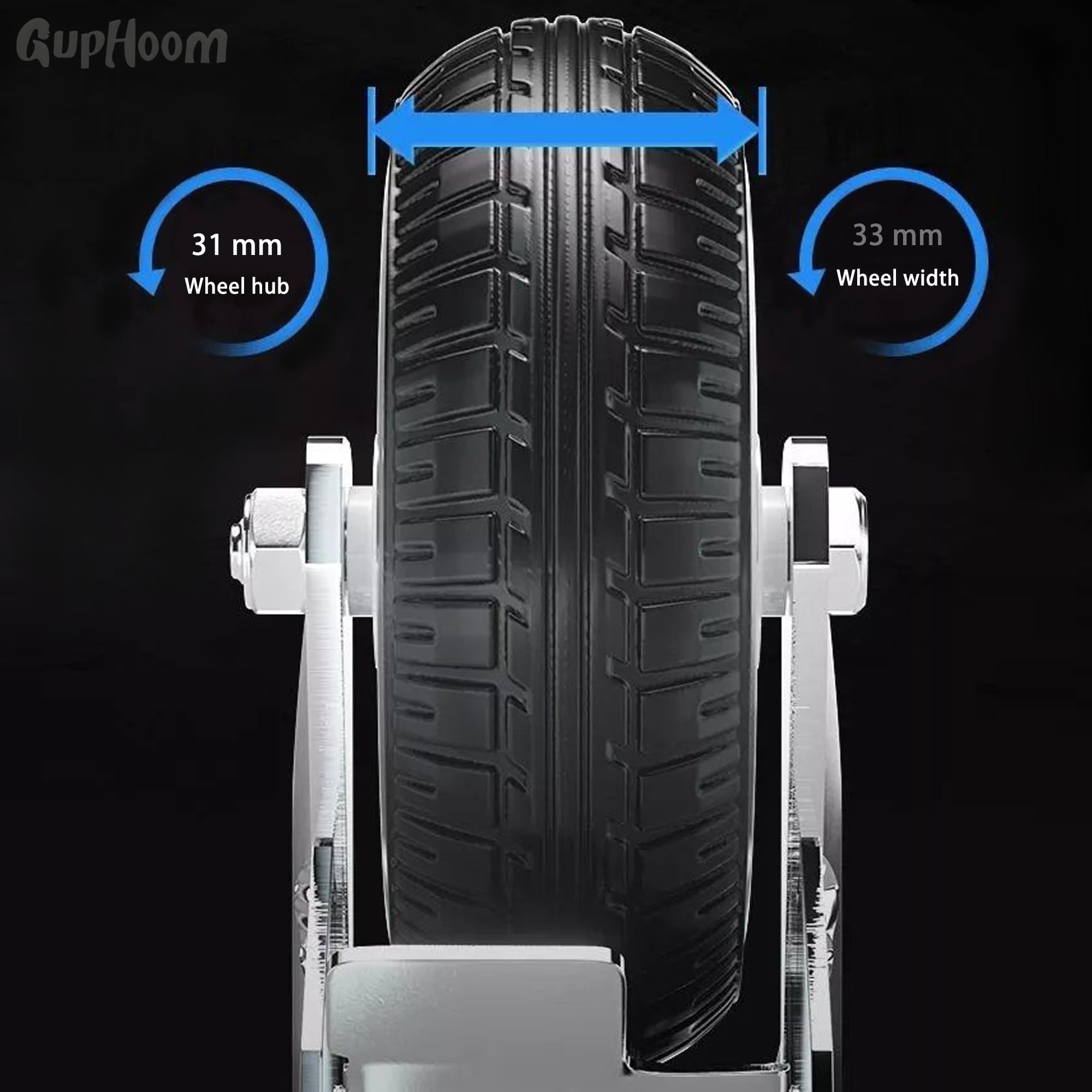 Ruedas de goma de placa industrial fija resistente de 7,6 cm, sin ruido, juego de 2 para carrito, muebles
